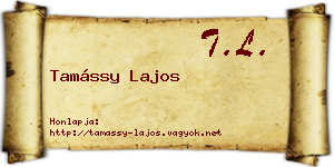 Tamássy Lajos névjegykártya